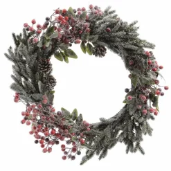 Couronne de Noël nature (D48 cm) Odesza Vert givré