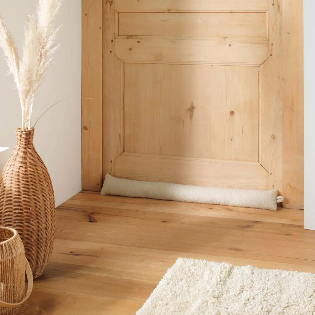 Coussin bas de porte bouclette (80 x 10 cm) Wooly Ecru