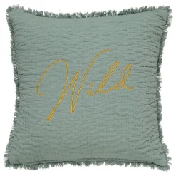 Coussin carré brodé (45 x 45 cm) Wild Vert céladon