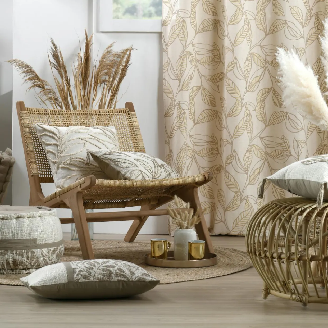 Coussin carré coton (40 x 40 cm) Hemera Beige