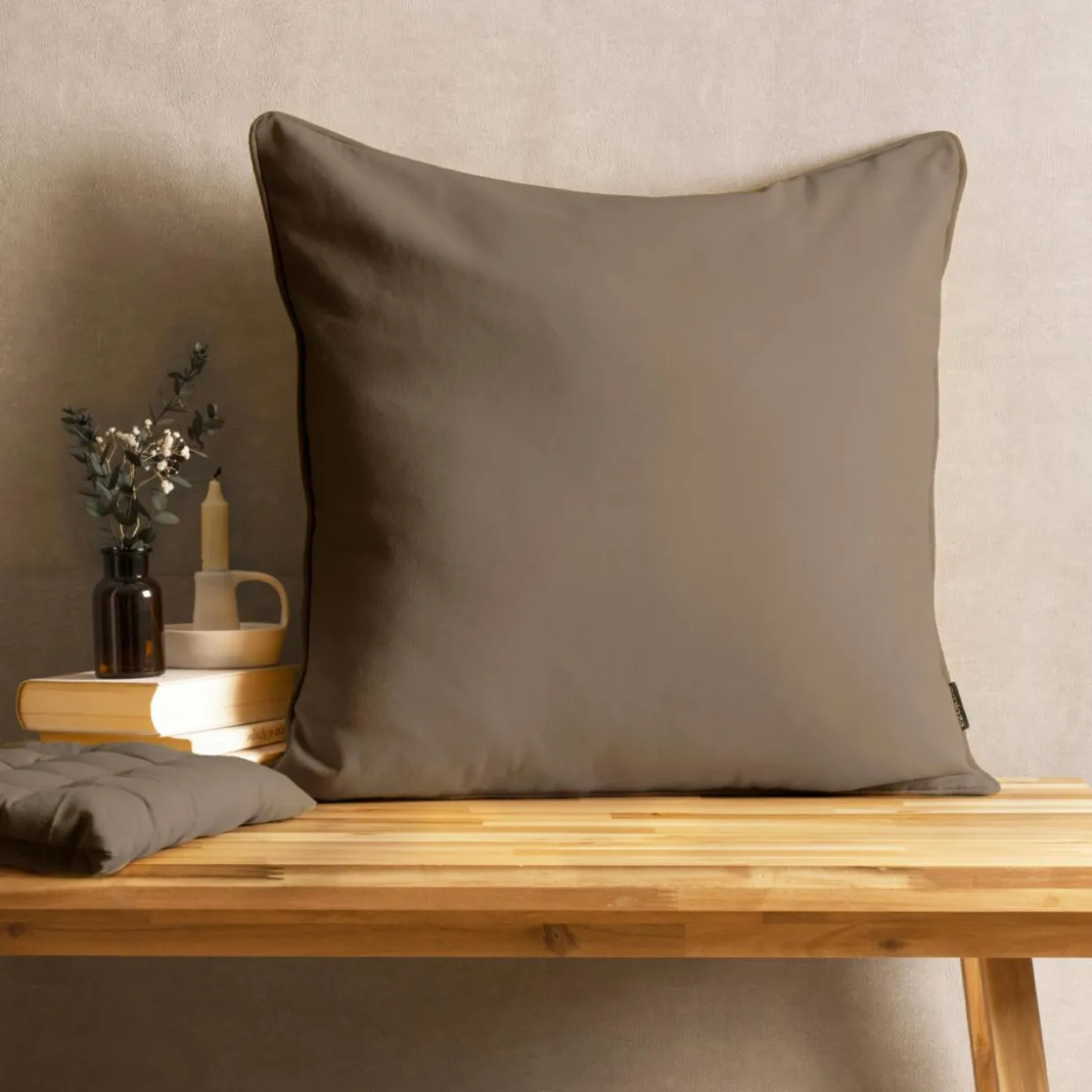 Coussin carré coton (60 x 60 cm) Pixel Taupe