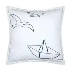 Coussin carré coton (50 x 50 cm) Bordemer Blanc