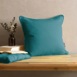 Coussin carré coton (40 x 40 cm) Pixel Bleu canard