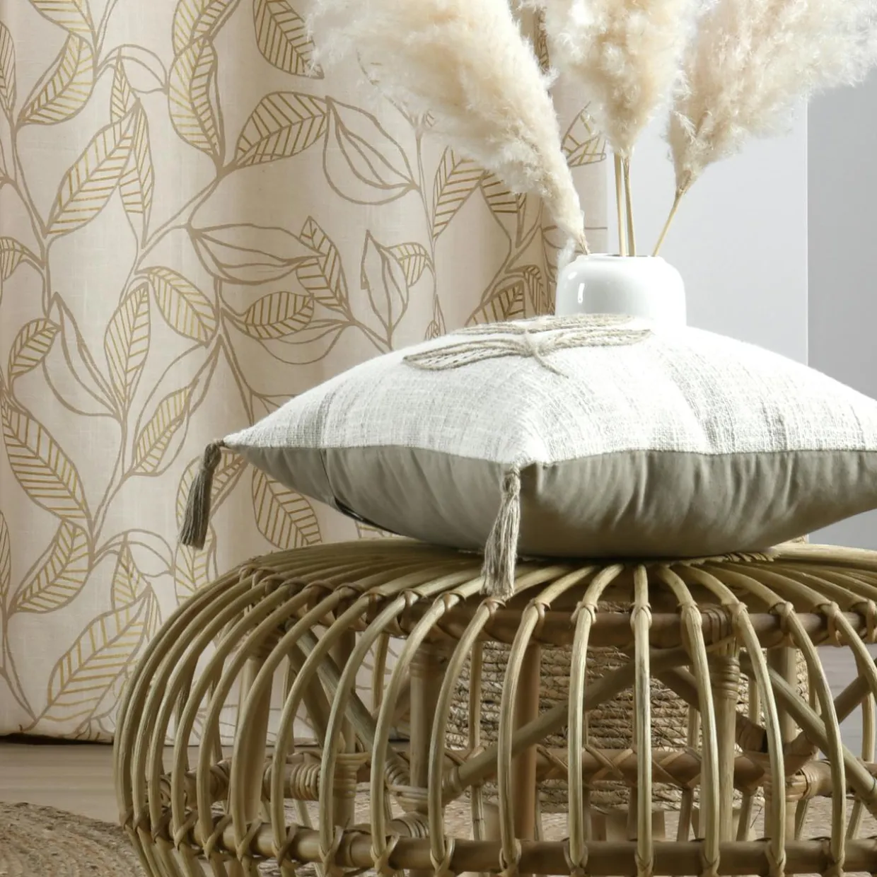 Coussin carré coton (40 x 40 cm) Hemera Ecru