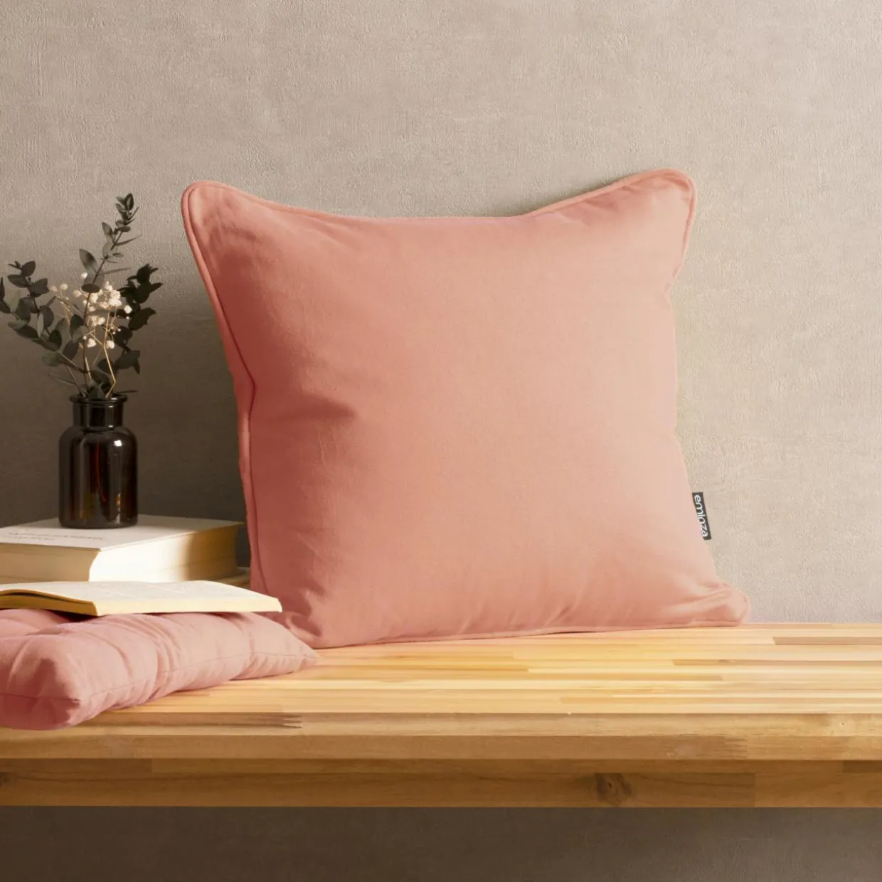 Coussin carré coton (40 x 40 cm) Pixel Rose pêche