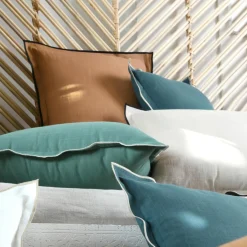 Coussin carré coton (45 x 45 cm) Helios Bleu