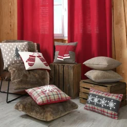 Coussin carré coton (40 x 40 cm) Megève Ecru