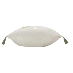 Coussin carré coton pompons (45 x 45 cm) Papeete Vert sauge