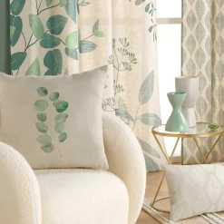 Coussin carré effet lin (45 x 45 cm) Eucalys Vert