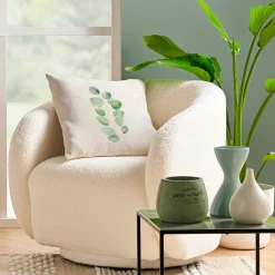 Coussin carré effet lin (45 x 45 cm) Eucalys Vert