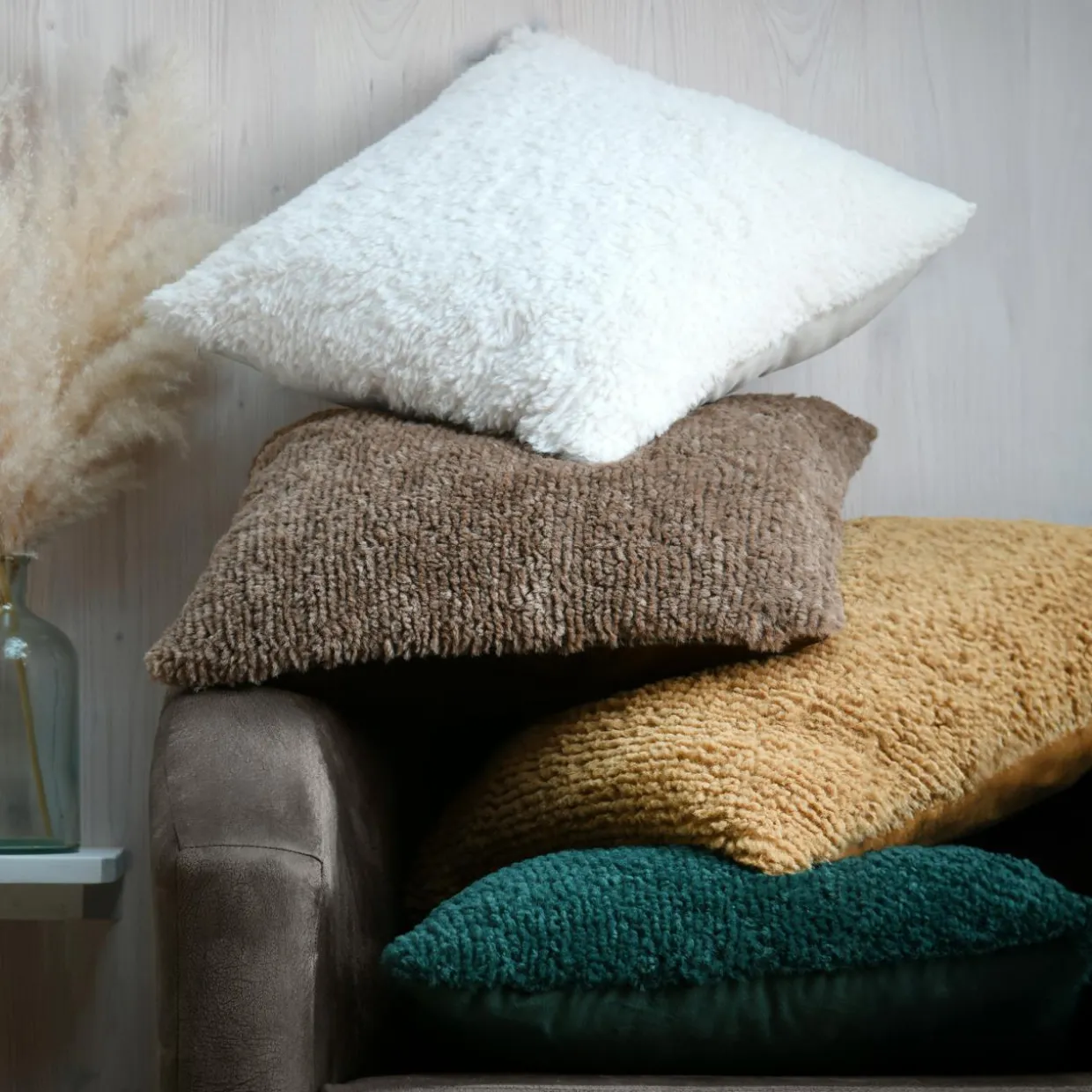 Coussin carré fausse fourrure (45 x 45 cm) Timmy Vert émeraude