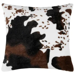 Coussin carré fausse fourrure (45 x 45 cm) Vache Brun