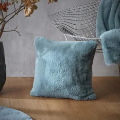 Coussin carré fausse fourrure (45 x 45 cm) Finn Bleu