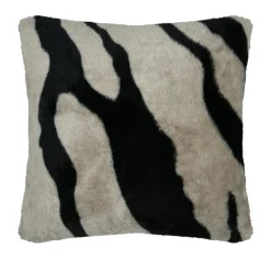 Coussin carré fausse fourrure zébre (45 x 45 cm) Fauves Taupe