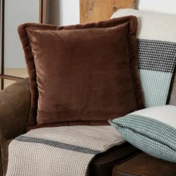 Coussin carré flanelle (53 x 53 cm) Cuddly Marron