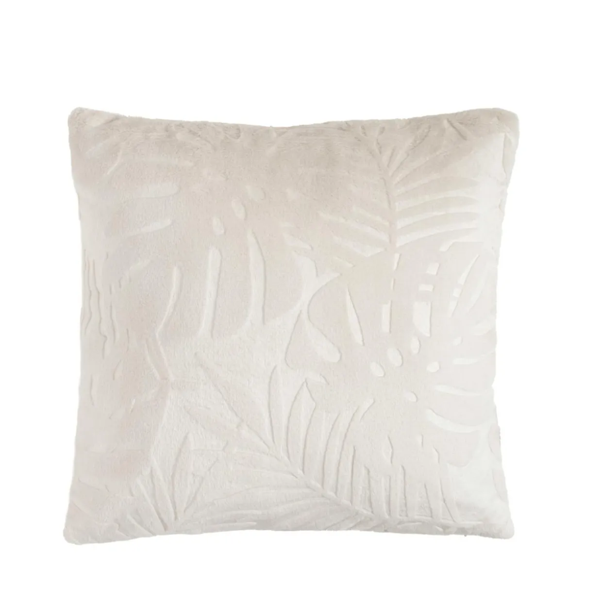 Coussin carré flanelle (45 x 45 cm) Flore Ecru