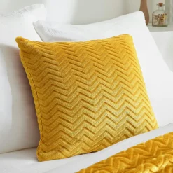 Coussin carré flanelle (45 x 45 cm) Zag Jaune moutarde