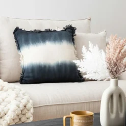 Coussin carré franges (40 x 40 cm) Inuit Dream Bleu