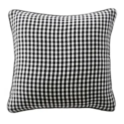 Coussin carré gaze de coton (45 x 45 cm) Gaïa vichy Noir