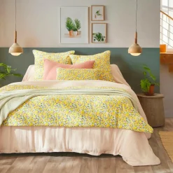 Coussin carré gaze de coton (45 x 45 cm) Abigaël Jaune