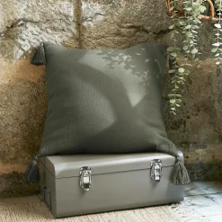 Coussin carré gaze de coton (40 x 40 cm) Gaïa Vert romarin