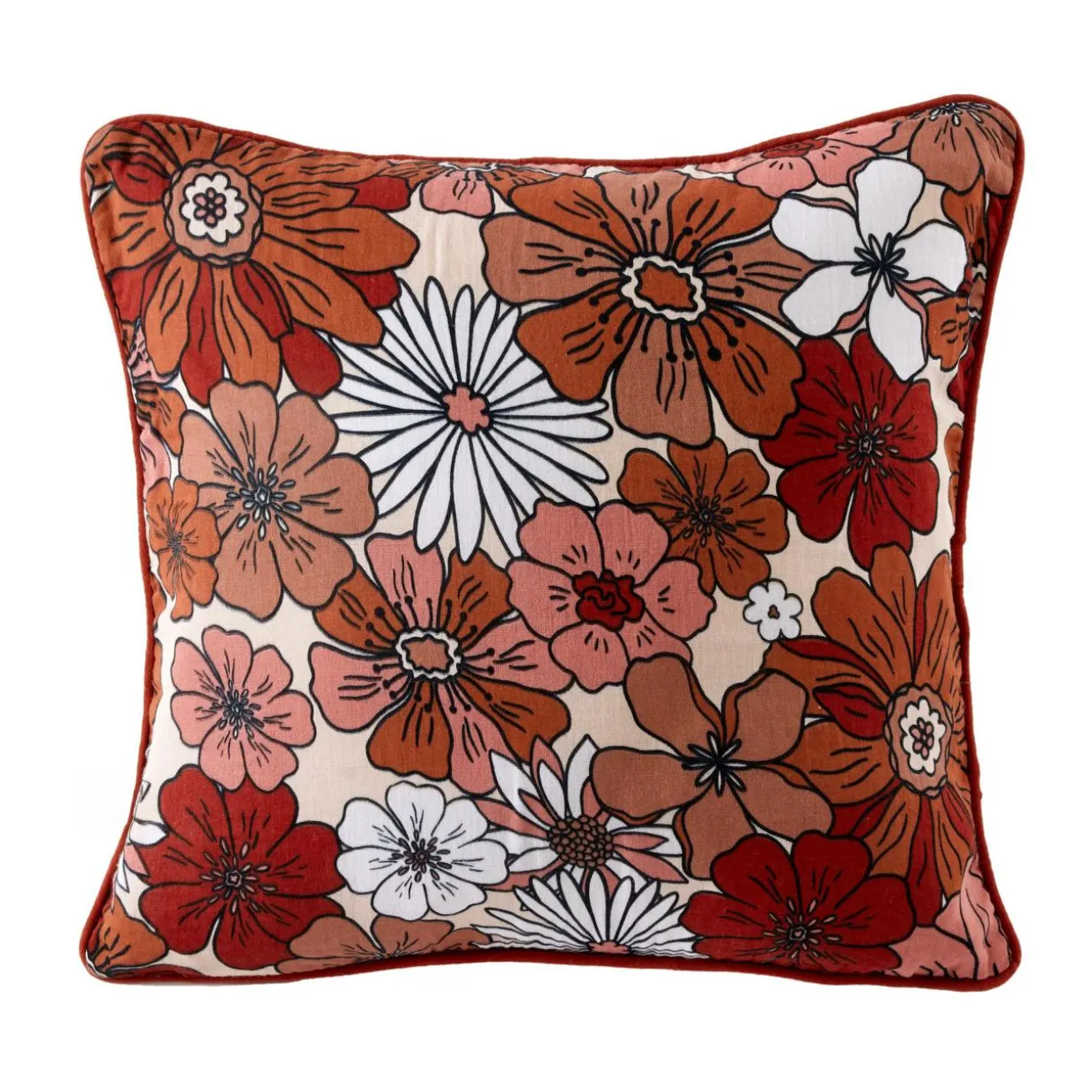 Coussin carré gaze de coton (45 x 45 cm) Gaïa azalée Terracotta