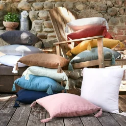 Coussin carré gaze de coton (40 x 40 cm) Gaïa Bleu canard