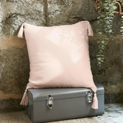 Coussin carré gaze de coton (40 x 40 cm) Gaïa Rose poudré