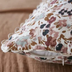 Coussin carré gaze de coton (40 x 40 cm) Constance Beige pampa