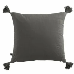 Coussin carré gaze de coton (40 x 40 cm) Gaïa Gris granit