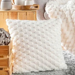 Coussin carré imitation fourrure (45 x 45 cm) Frosty Ecru