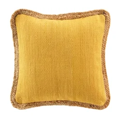 Coussin carré jute et coton (45 x 45 cm) Akina Jaune ocre