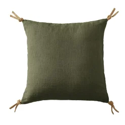 Coussin carré lin lavé (45 cm) Louise Vert romarin