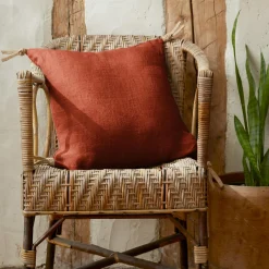 Coussin carré lin lavé (45 cm) Louise Terracotta