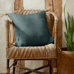 Coussin carré lin lavé (45 cm) Louise Gris ardoise