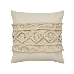 Coussin carré macramé (45 x 45 cm) Samaya Beige