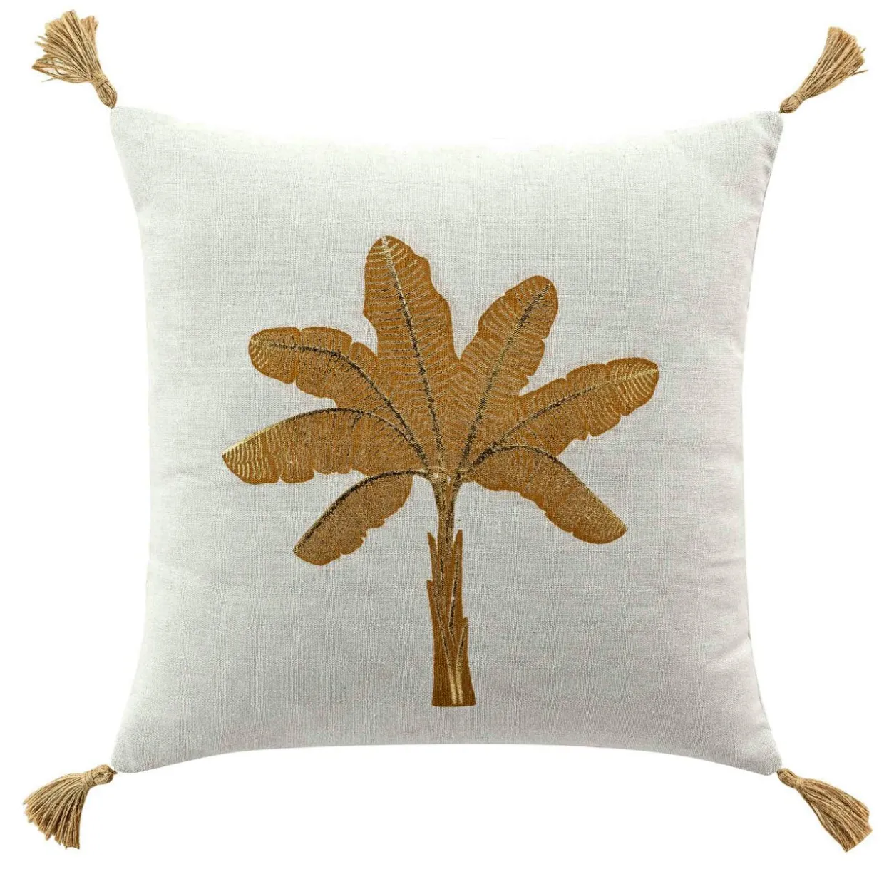 Coussin carré pompons (45 x 45 cm) Théa Marron