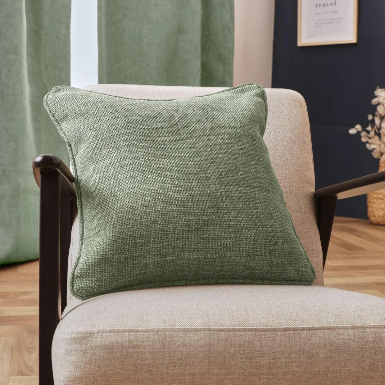 Coussin carré tissé (45 x 45 cm) Alba Vert romarin