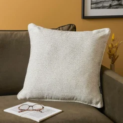 Coussin carré tissé (50 x 50 cm) Oscar Ivoire