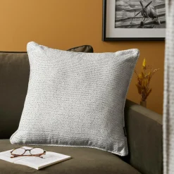 Coussin carré tissé (50 x 50 cm) Oscar Gris perle