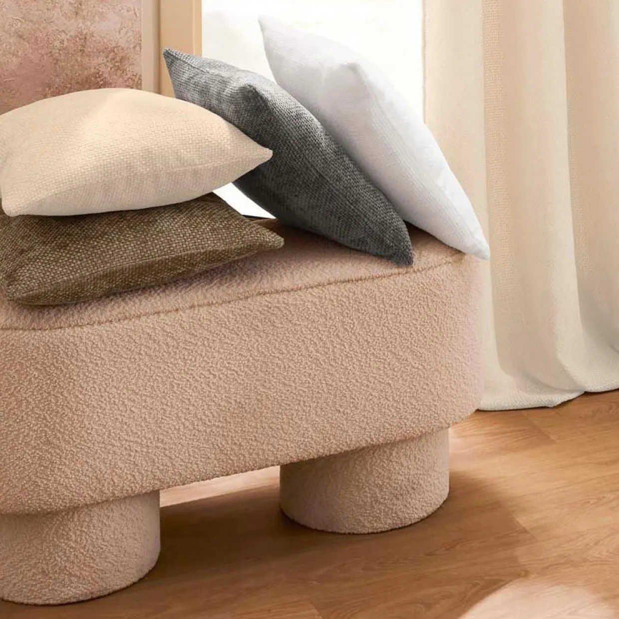 Coussin carré Velours (45 x 45 cm) Leo Beige