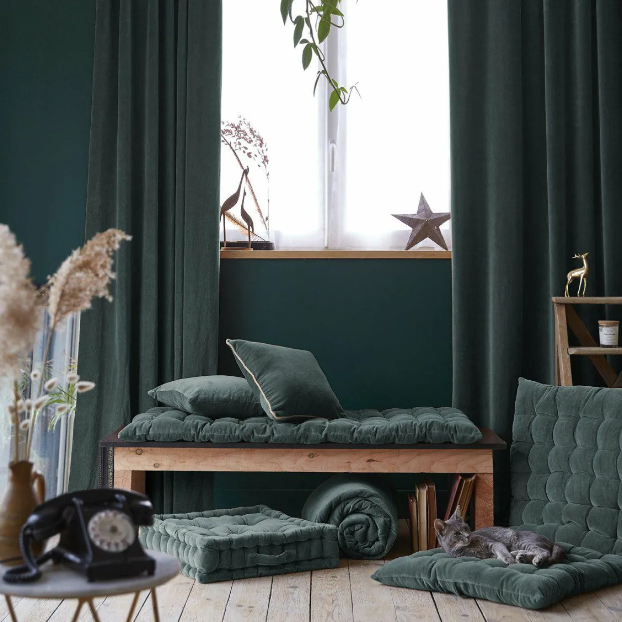 Coussin carré velours de coton (45 x 45 cm) Victor Gris ardoise