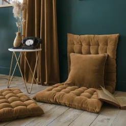 Coussin carré velours de coton (45 x 45 cm) Victor Camel