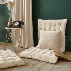 Coussin carré velours de coton (45 x 45 cm) Victor Beige pampa