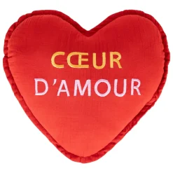 Coussin cœur enfant coton (40 cm) Amour Rouge