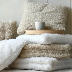 Coussin de chaise carré bouclette (38 x 38 cm) Grignon Ecru