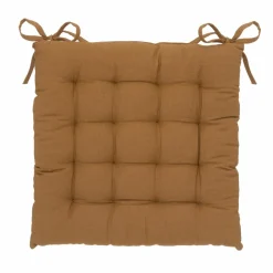 Coussin de chaise carré coton ( 38 x 38 cm) Anjali Marron camel