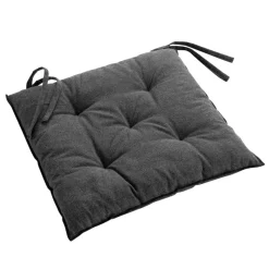 Coussin de chaise carré coton recyclé Mistraline Gris anthracite