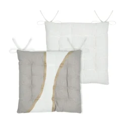 Coussin de chaise carré coton (38 x 38 cm) Blokken Ecru