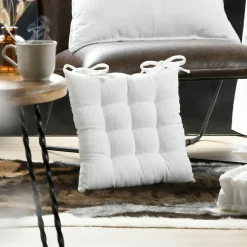 Coussin de chaise carré velours (38 x 38 cm) Dandy Ecru